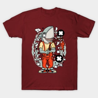 Shark Fisherman Illustration T-Shirt